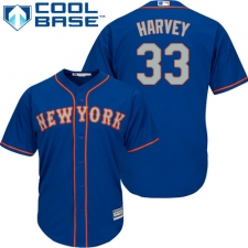 Youth Majestic New York Mets #33 Matt Harvey Authentic Royal Blue Alternate Road Cool Base MLB Jersey