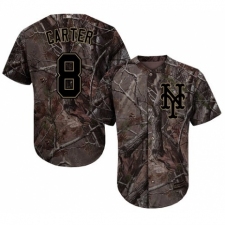 Youth Majestic New York Mets #8 Gary Carter Authentic Camo Realtree Collection Flex Base MLB Jersey
