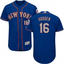 Men's Majestic New York Mets #16 Dwight Gooden Royal/Gray Alternate Flex Base Authentic Collection MLB Jersey