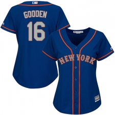 Women's Majestic New York Mets #16 Dwight Gooden Replica Royal Blue Alternate Road Cool Base MLB Jersey