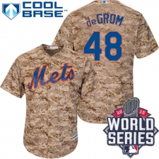 Men's Majestic New York Mets #48 Jacob deGrom Authentic Camo Alternate Cool Base 2015 World Series MLB Jersey