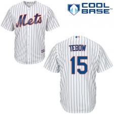 Youth Majestic New York Mets #15 Tim Tebow Authentic White Home Cool Base MLB Jersey