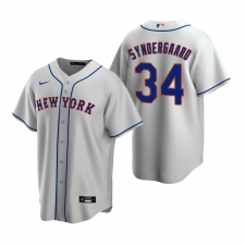 Men's Nike New York Mets #34 Noah Syndergaard Gray Road Stitched Baseball Jersey