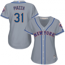 Women's Majestic New York Mets #31 Mike Piazza Replica Grey Road Cool Base MLB Jersey