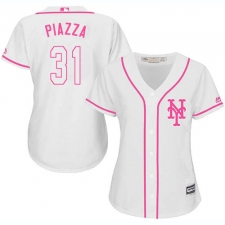 Women's Majestic New York Mets #31 Mike Piazza Replica White Fashion Cool Base MLB Jersey