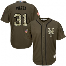 Youth Majestic New York Mets #31 Mike Piazza Replica Green Salute to Service MLB Jersey