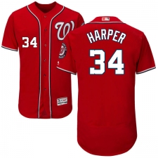 Men's Majestic Washington Nationals #34 Bryce Harper Red Alternate Flex Base Authentic Collection MLB Jersey