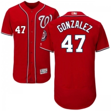 Men's Majestic Washington Nationals #47 Gio Gonzalez Red Alternate Flex Base Authentic Collection MLB Jersey