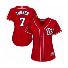Women's Washington Nationals #7 Trea Turner Authentic Red Alternate 1 Cool Base 2019 World Series Champions Baseball Jersey