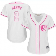 Women's Majestic Baltimore Orioles #2 J.J. Hardy Replica White Fashion Cool Base MLB Jersey