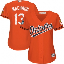 Women's Majestic Baltimore Orioles #13 Manny Machado Authentic Orange 2017 Spring Training Cool Base MLB Jersey