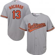 Youth Majestic Baltimore Orioles #13 Manny Machado Authentic Grey Road Cool Base MLB Jersey