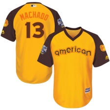 Youth Majestic Baltimore Orioles #13 Manny Machado Authentic Yellow 2016 All-Star American League BP Cool Base MLB Jersey