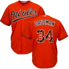 Men's Majestic Baltimore Orioles #34 Kevin Gausman Authentic Orange Team Logo Fashion Cool Base MLB Jersey