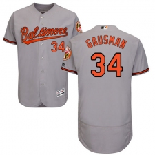 Men's Majestic Baltimore Orioles #34 Kevin Gausman Grey Road Flex Base Authentic Collection MLB Jersey