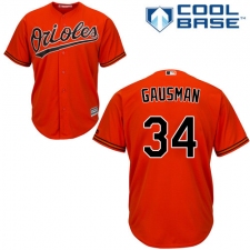 Youth Majestic Baltimore Orioles #34 Kevin Gausman Replica Orange Alternate Cool Base MLB Jersey