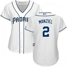 Women's Majestic San Diego Padres #2 Johnny Manziel Replica White Home Cool Base MLB Jersey