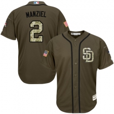 Youth Majestic San Diego Padres #2 Johnny Manziel Replica Green Salute to Service Cool Base MLB Jersey