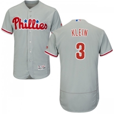 Men's Majestic Philadelphia Phillies #3 Chuck Klein Grey Road Flex Base Authentic Collection MLB Jersey