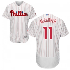 Men's Majestic Philadelphia Phillies #11 Tim McCarver White Home Flex Base Authentic Collection MLB Jersey