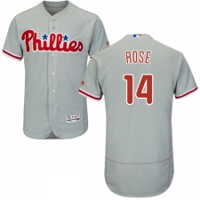 Men's Majestic Philadelphia Phillies #14 Pete Rose Grey Road Flex Base Authentic Collection MLB Jersey