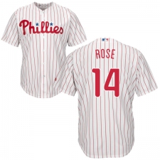 Youth Majestic Philadelphia Phillies #14 Pete Rose Replica White/Red Strip Home Cool Base MLB Jersey