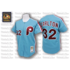 Men's Mitchell and Ness Philadelphia Phillies #32 Steve Carlton Replica Blue Throwback MLB Jersey