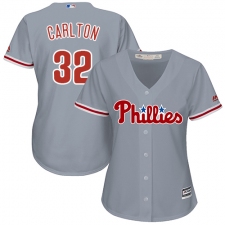 Women's Majestic Philadelphia Phillies #32 Steve Carlton Replica Grey Road Cool Base MLB Jersey