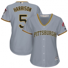 Women's Majestic Pittsburgh Pirates #5 Josh Harrison Authentic Grey Road Cool Base MLB Jersey