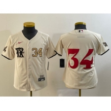Women's Texas Rangers #34 Nolan Ryan Number Cream 2023 City Connect Stitched Baseball Jersey