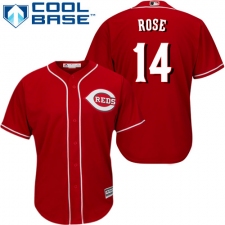 Youth Majestic Cincinnati Reds #14 Pete Rose Authentic Red Alternate Cool Base MLB Jersey