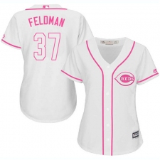 Women's Majestic Cincinnati Reds #37 Scott Feldman Replica White Fashion Cool Base MLB Jersey
