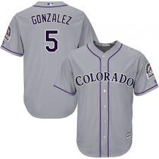Youth Majestic Colorado Rockies #5 Carlos Gonzalez Authentic Grey Road Cool Base MLB Jersey