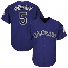 Youth Majestic Colorado Rockies #5 Carlos Gonzalez Authentic Purple Alternate 1 Cool Base MLB Jersey