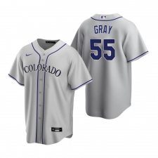 Men's Nike Colorado Rockies #55 Jon Gray Gray Road Stitched Baseball Jersey