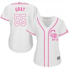 Women's Majestic Colorado Rockies #55 Jon Gray Authentic White Fashion Cool Base MLB Jersey