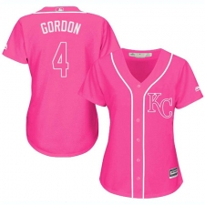 Women's Majestic Kansas City Royals #4 Alex Gordon Replica Pink Fashion Cool Base MLB Jersey