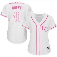 Women's Majestic Kansas City Royals #41 Danny Duffy Replica White Fashion Cool Base MLB Jersey