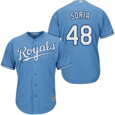 Youth Majestic Kansas City Royals #48 Joakim Soria Replica Light Blue Alternate 1 Cool Base MLB Jersey