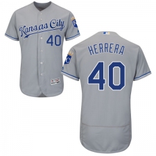 Men's Majestic Kansas City Royals #40 Kelvin Herrera Grey Road Flex Base Authentic Collection MLB Jersey