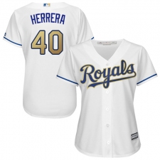 Women's Majestic Kansas City Royals #40 Kelvin Herrera Replica White Home Cool Base MLB Jersey