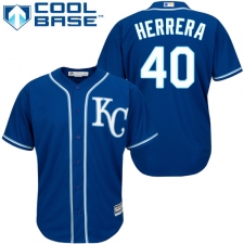 Youth Majestic Kansas City Royals #40 Kelvin Herrera Authentic Blue Alternate 2 Cool Base MLB Jersey