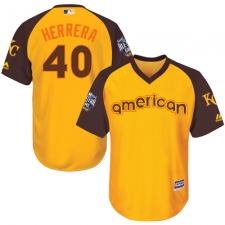 Youth Majestic Kansas City Royals #40 Kelvin Herrera Authentic Yellow 2016 All-Star American League BP Cool Base MLB Jersey