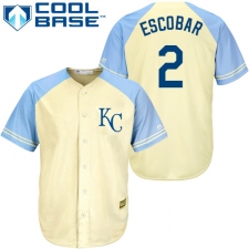 Men's Majestic Kansas City Royals #2 Alcides Escobar Authentic Cream Exclusive Vintage Cool Base MLB Jersey