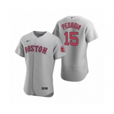 Men's Boston Red Sox #15 Dustin Pedroia Nike Gray Authentic Road Jersey