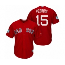 Men's Boston Red Sox Dustin Pedroia #15 2017 Spring Training Grapefruit League Patch Red Cool Base Jersey