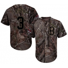 Men's Majestic Boston Red Sox #3 Babe Ruth Authentic Camo Realtree Collection Flex Base 2018 World Series Champions MLB Jersey