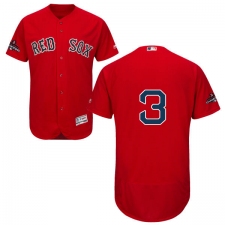 Men's Majestic Boston Red Sox #3 Babe Ruth Red Alternate Flex Base Authentic Collection 2018 World Series Champions MLB Jersey