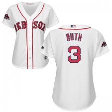 Women's Majestic Boston Red Sox #3 Babe Ruth Authentic White Home 2018 World Series Champions MLB Jersey