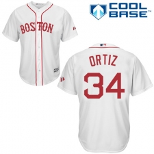 Men's Majestic Boston Red Sox #34 David Ortiz Replica White New Alternate Home Cool Base MLB Jersey